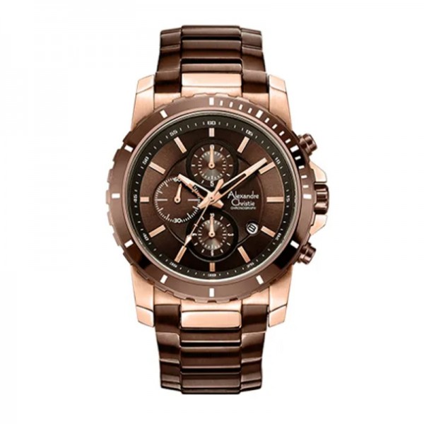 Alexandre Christie AC 6141 Rosegold Brown Man New MCBROBO
